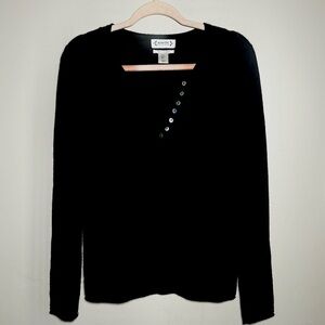 Nanette Lepore 100% Cashmere Black V Neck Sweater